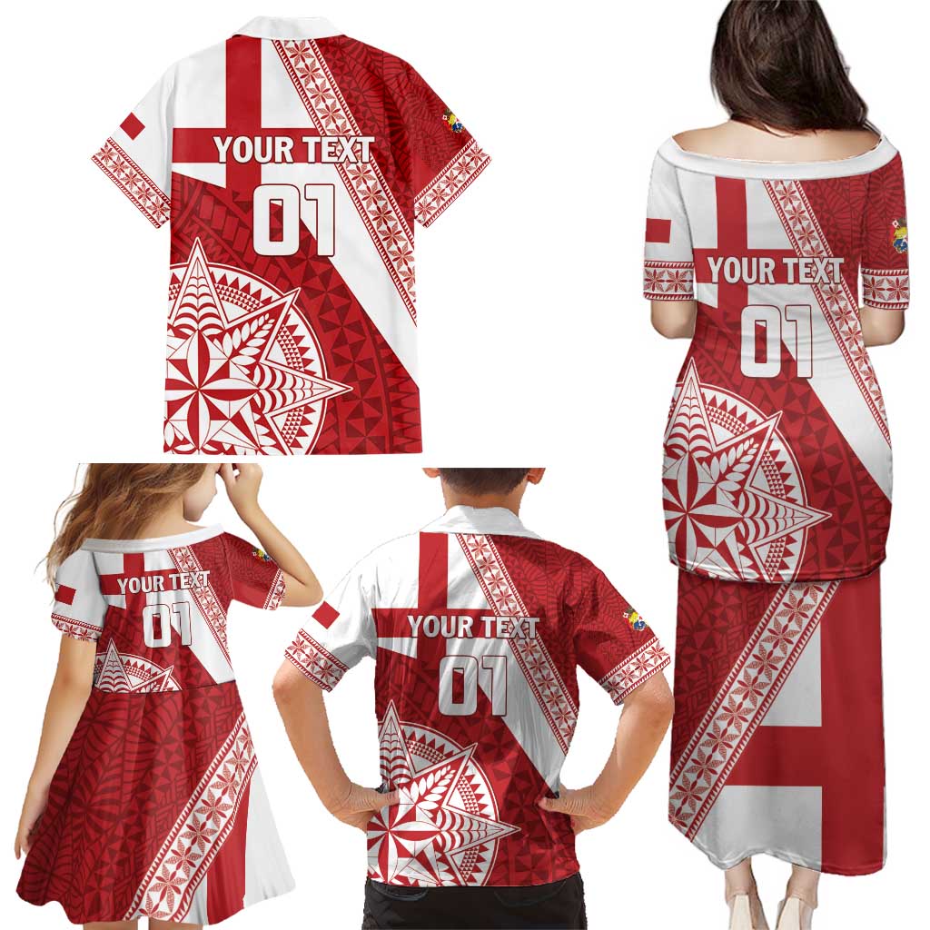Custom Tonga Rugby Mate Maa Family Matching Puletasi and Hawaiian Shirt Ngatu Pattern