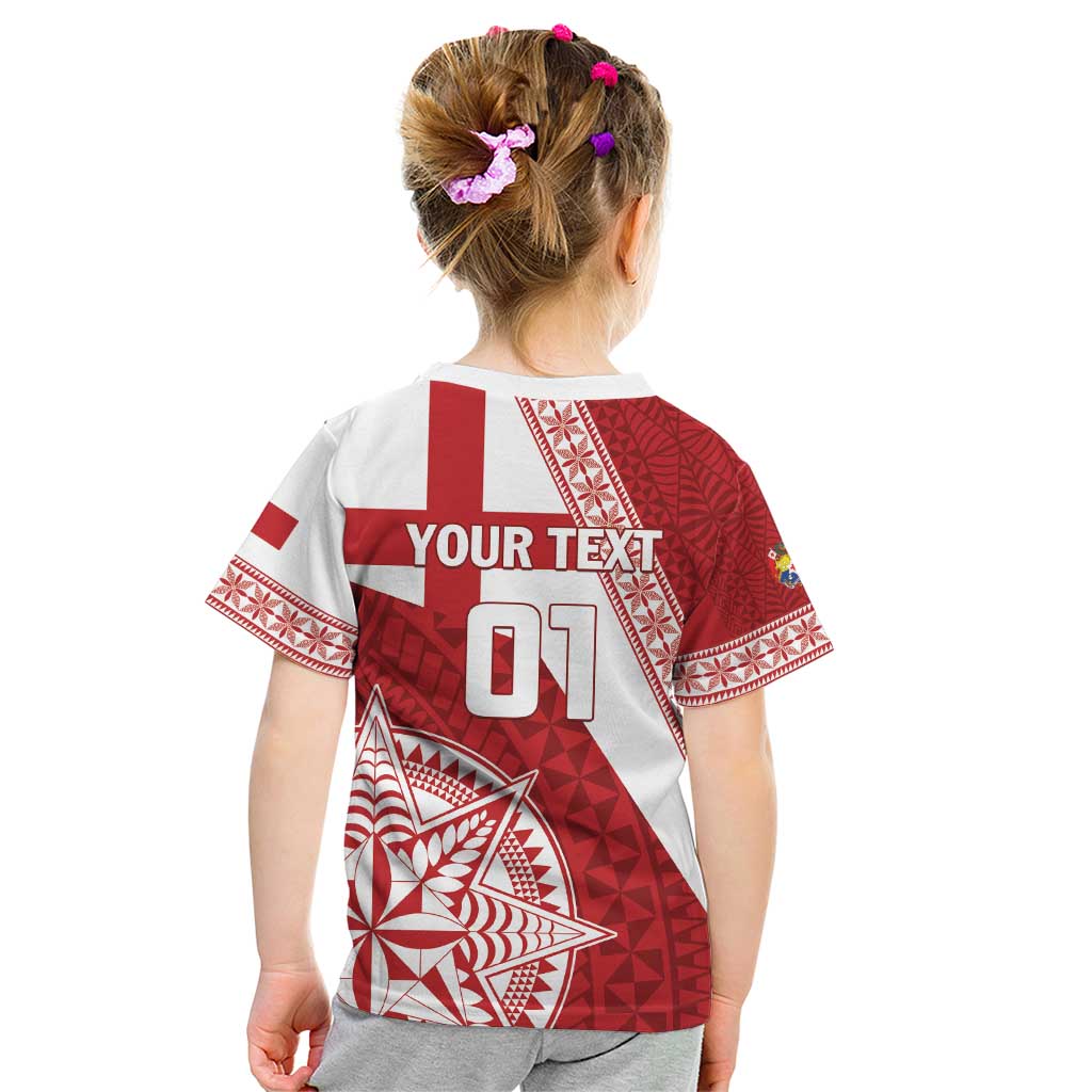 Custom Tonga Rugby Mate Maa Kid T Shirt Ngatu Pattern