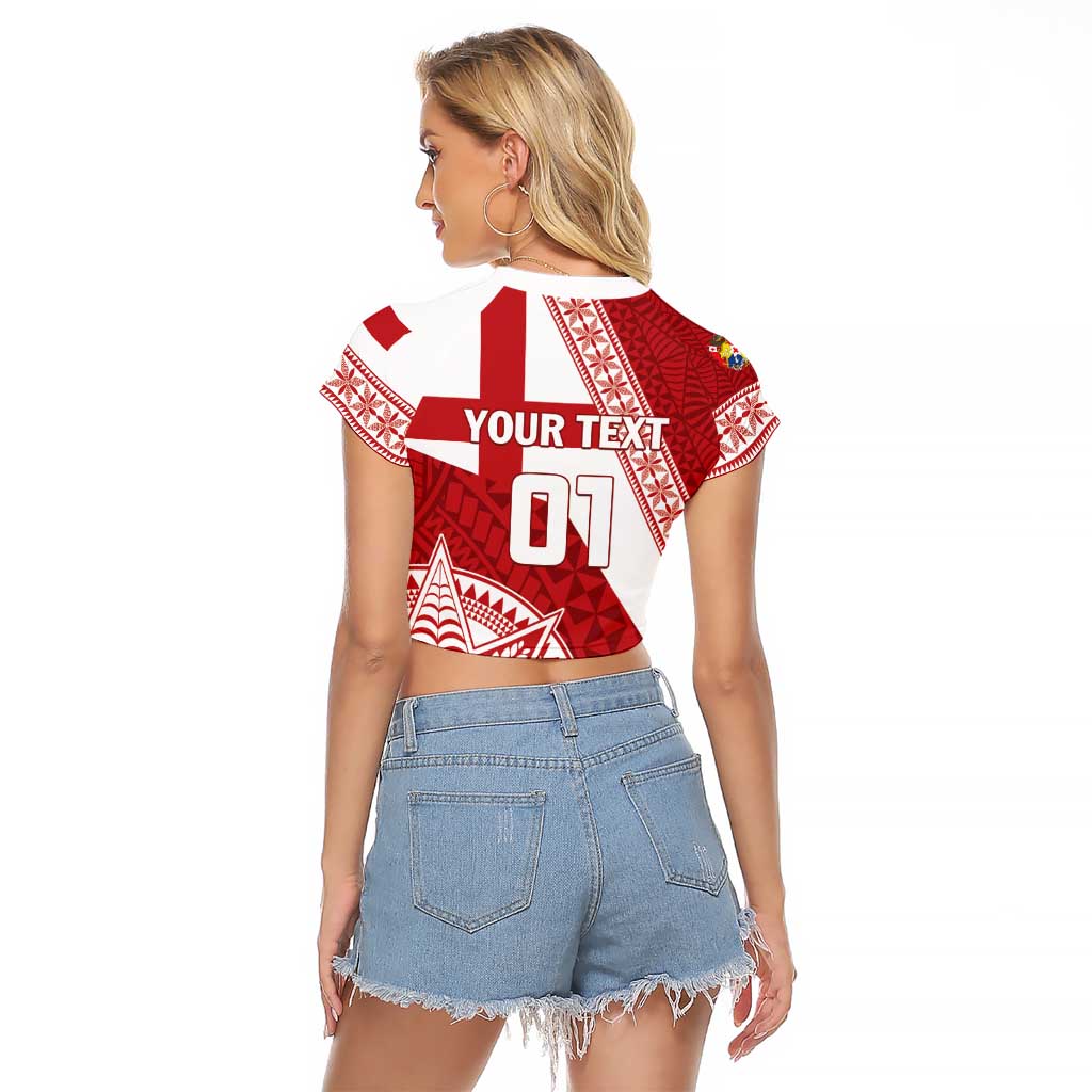 Custom Tonga Rugby Mate Maa Raglan Cropped T Shirt Ngatu Pattern