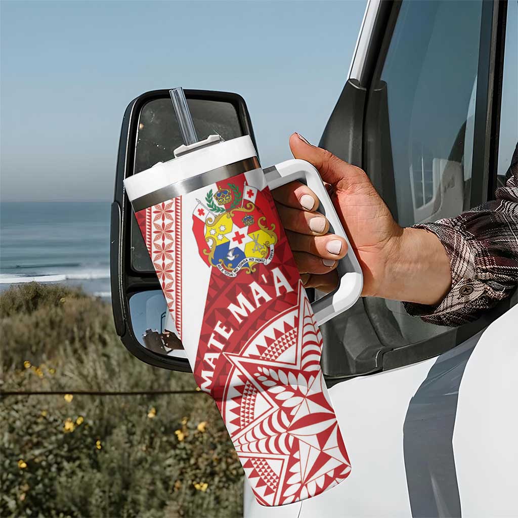 Tonga Rugby Mate Maa Tumbler With Handle Ngatu Pattern