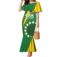 Custom Cook Islands Rugby Kukis Family Matching Mermaid Dress and Hawaiian Shirt Circle Stars