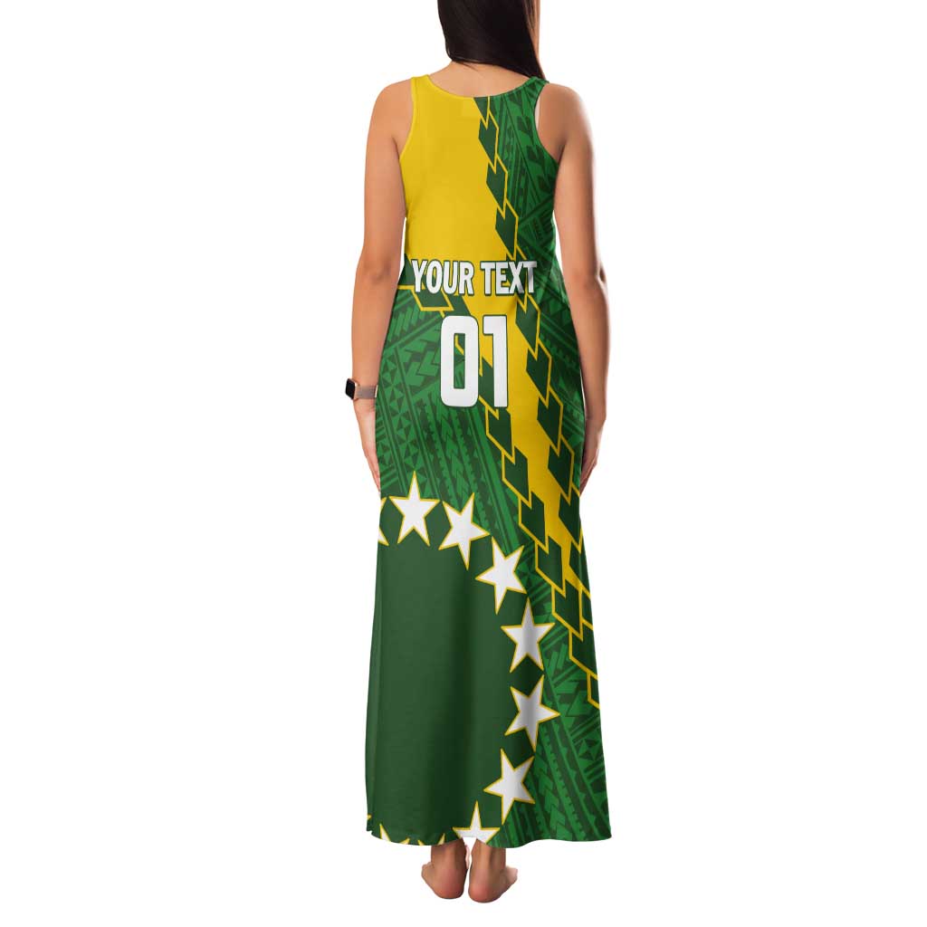 Custom Cook Islands Rugby Kukis Tank Maxi Dress Circle Stars