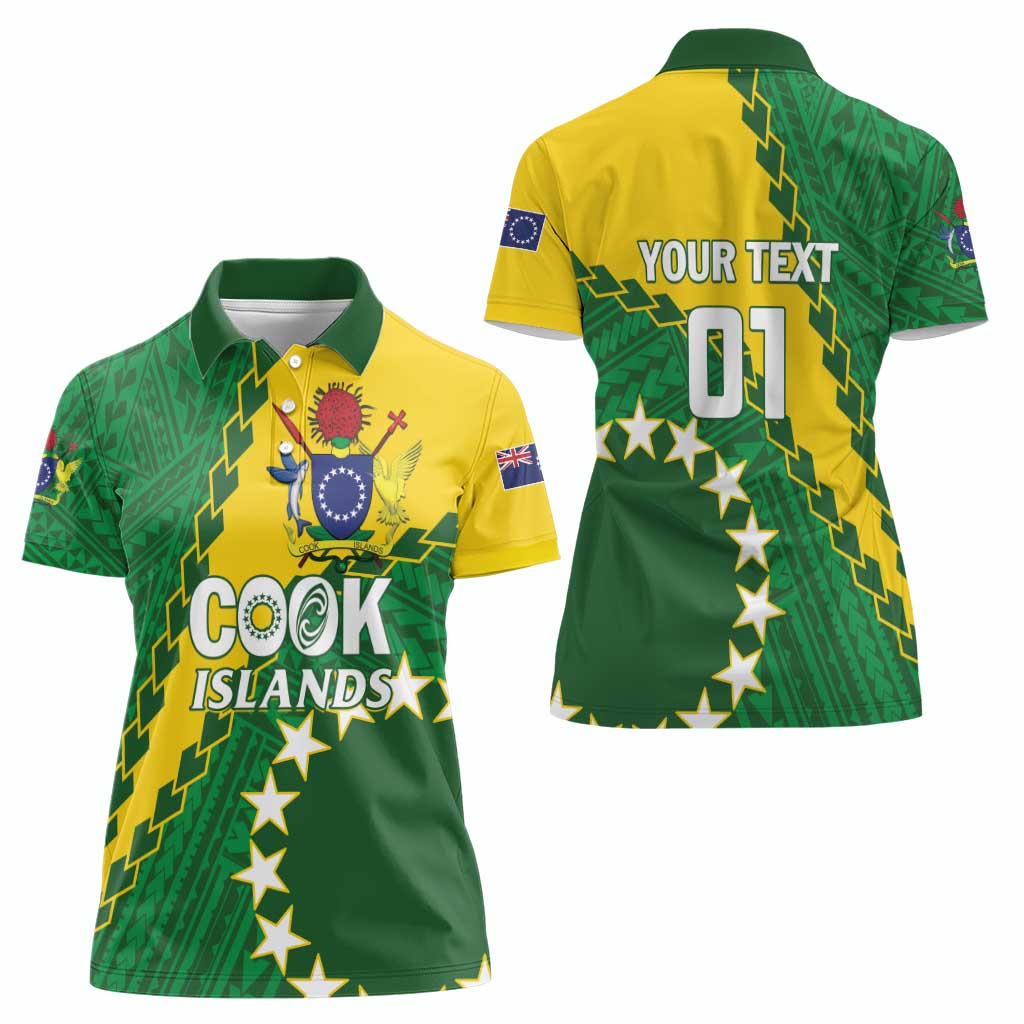 Custom Cook Islands Rugby Kukis Women Polo Shirt Circle Stars