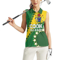 Custom Cook Islands Rugby Kukis Women Sleeveless Polo Shirt Circle Stars