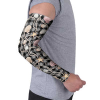 Hawaiian Ocean Seashells Arm Sleeves Black Palaka Pattern