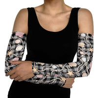 Hawaiian Ocean Seashells Arm Sleeves Black Palaka Pattern