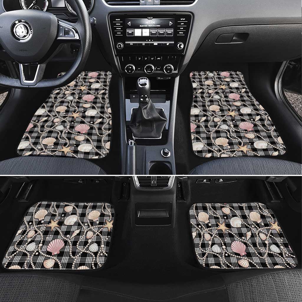 Hawaiian Ocean Seashells Car Mats Black Palaka Pattern