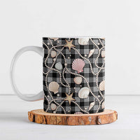 Hawaiian Ocean Seashells Ceramic Mug Black Palaka Pattern