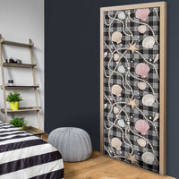 Hawaiian Ocean Seashells Door Cover Black Palaka Pattern