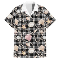 Hawaiian Ocean Seashells Family Matching Off Shoulder Maxi Dress and Hawaiian Shirt Black Palaka Pattern LT01 Dad's Shirt - Short Sleeve Black - Polynesian Pride