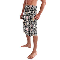 Hawaiian Ocean Seashells Lavalava Black Palaka Pattern