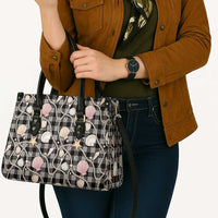Hawaiian Ocean Seashells Leather Bag Black Palaka Pattern