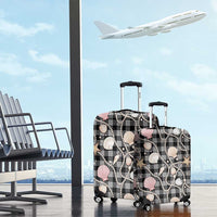 Hawaiian Ocean Seashells Luggage Cover Black Palaka Pattern