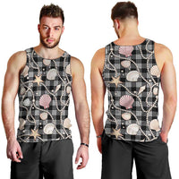 Hawaiian Ocean Seashells Men Tank Top Black Palaka Pattern