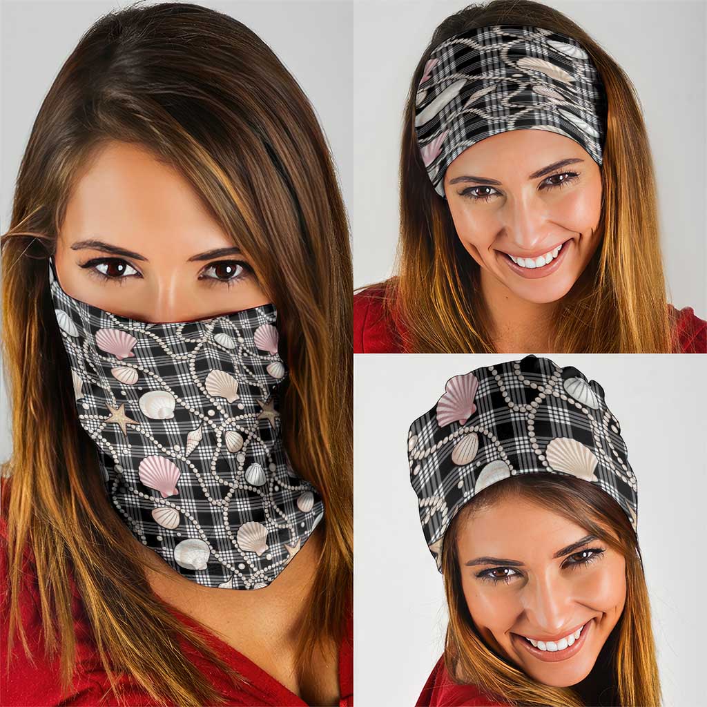 Hawaiian Ocean Seashells Neck Gaiter Black Palaka Pattern