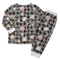 Hawaiian Ocean Seashells Christmas Pajama Set Black Palaka Pattern LT01 - Polynesian Pride