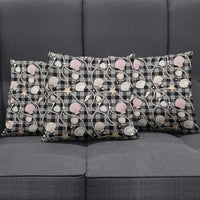 Hawaiian Ocean Seashells Pillow Cover Black Palaka Pattern