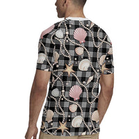 Hawaiian Ocean Seashells Rugby Jersey Black Palaka Pattern
