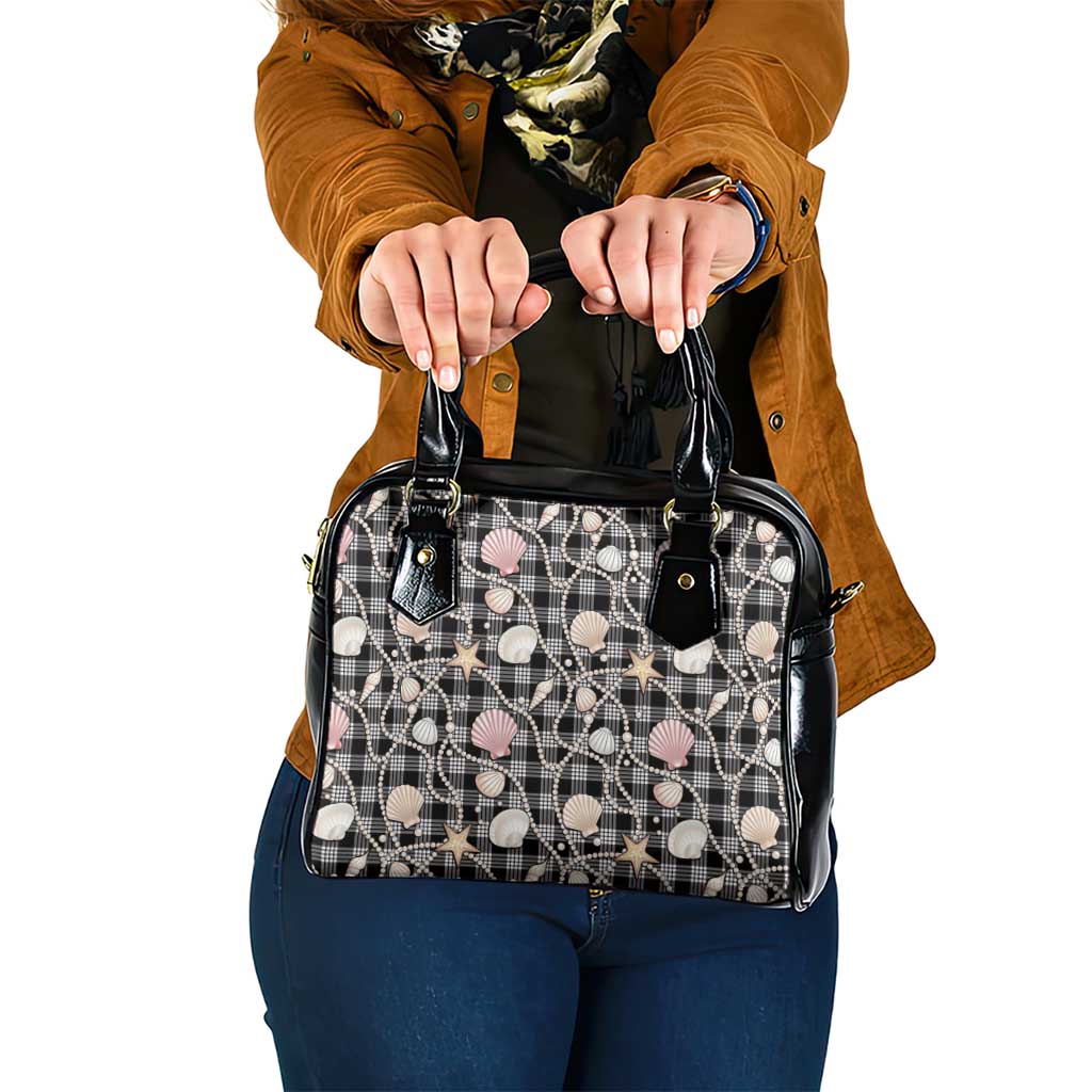 Hawaiian Ocean Seashells Shoulder Handbag Black Palaka Pattern LT01 One Size Black - Polynesian Pride