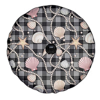 Hawaiian Ocean Seashells Spare Tire Cover Black Palaka Pattern