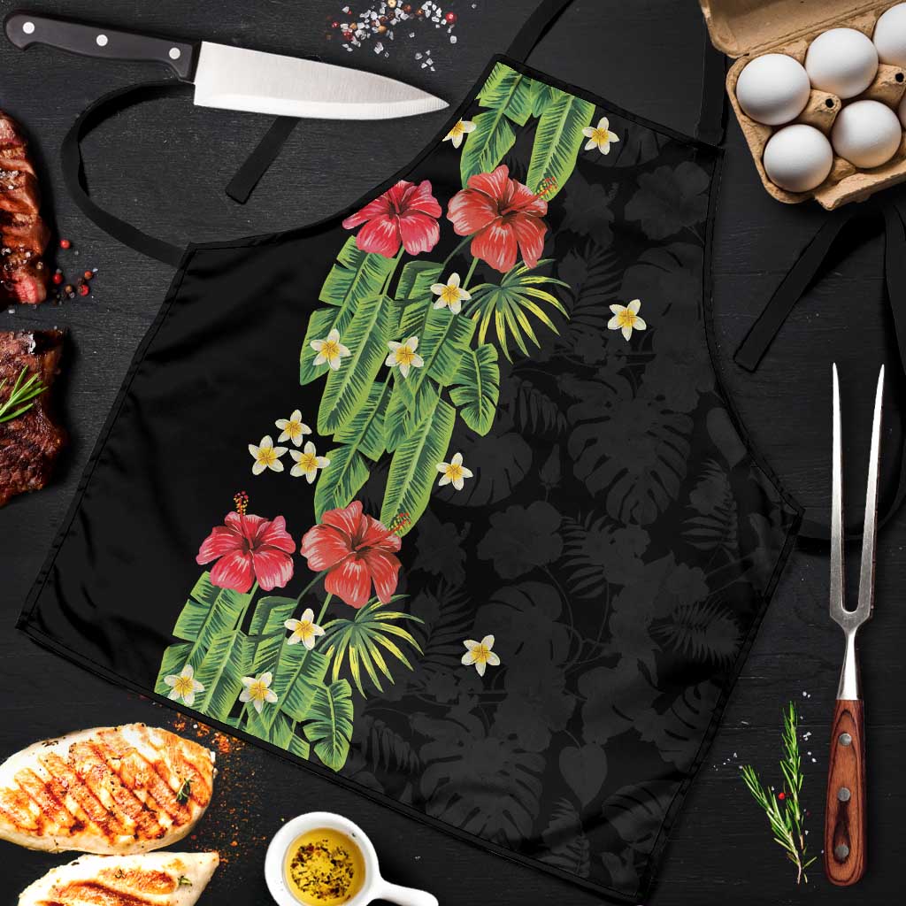 Hawaiian Hibiscus Plumeria Apron Tropical Leaves