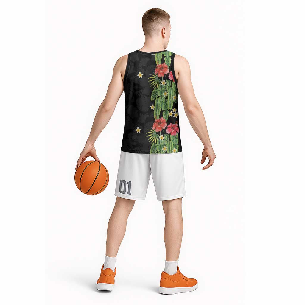 Hawaiian Hibiscus Plumeria Basketball Jersey Tropical Leaves LT01 - Polynesian Pride
