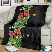 Hawaiian Hibiscus Plumeria Blanket Tropical Leaves