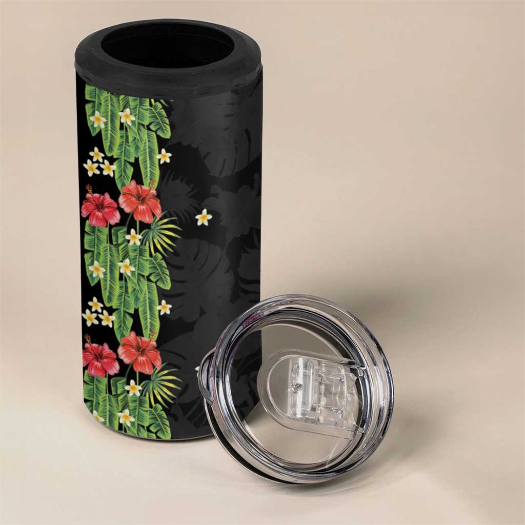 Hawaiian Hibiscus Plumeria 4 in 1 Can Cooler Tumbler Tropical Leaves LT01 - Polynesian Pride