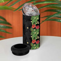 Hawaiian Hibiscus Plumeria 4 in 1 Can Cooler Tumbler Tropical Leaves LT01 - Polynesian Pride