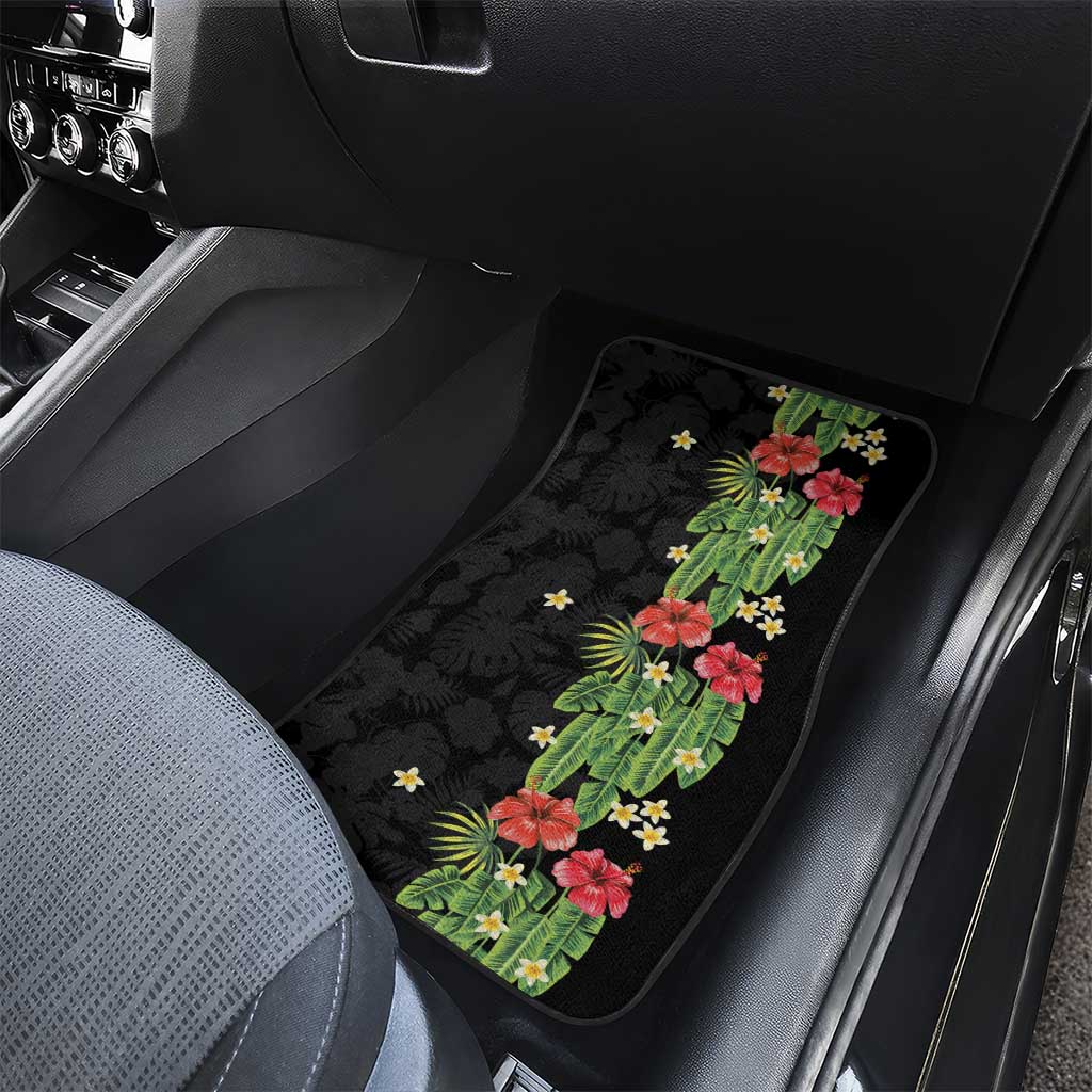 Hawaiian Hibiscus Plumeria Car Mats Tropical Leaves