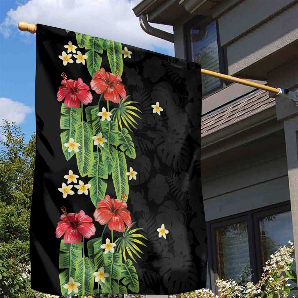 Hawaiian Hibiscus Plumeria Garden Flag Tropical Leaves