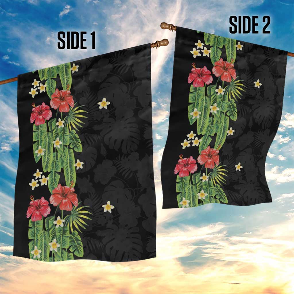 Hawaiian Hibiscus Plumeria Garden Flag Tropical Leaves