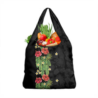 Hawaiian Hibiscus Plumeria Grocery Bag Tropical Leaves
