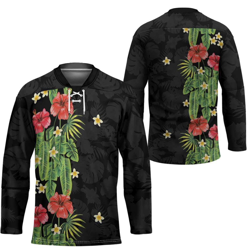 Hawaiian Hibiscus Plumeria Hockey Jersey Tropical Leaves LT01 - Polynesian Pride