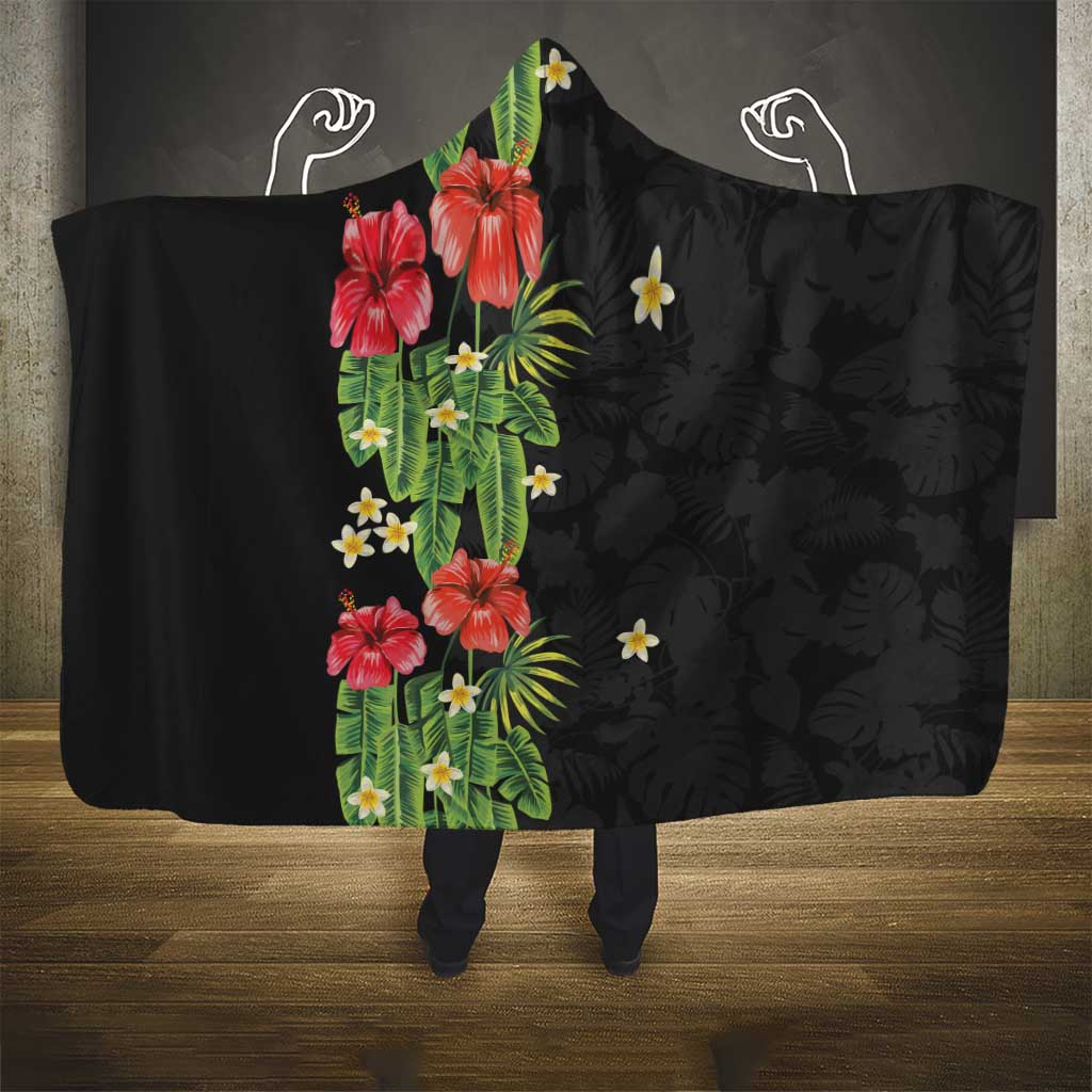 Hawaiian Hibiscus Plumeria Hooded Blanket Tropical Leaves LT01 - Polynesian Pride