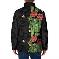 Hawaiian Hibiscus Plumeria Padded Jacket Tropical Leaves