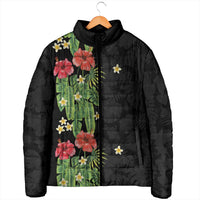 Hawaiian Hibiscus Plumeria Padded Jacket Tropical Leaves
