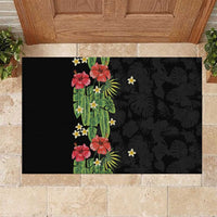 Hawaiian Hibiscus Plumeria Rubber Doormat Tropical Leaves