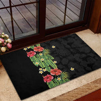 Hawaiian Hibiscus Plumeria Rubber Doormat Tropical Leaves