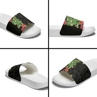 Hawaiian Hibiscus Plumeria Slide Sandals Tropical Leaves