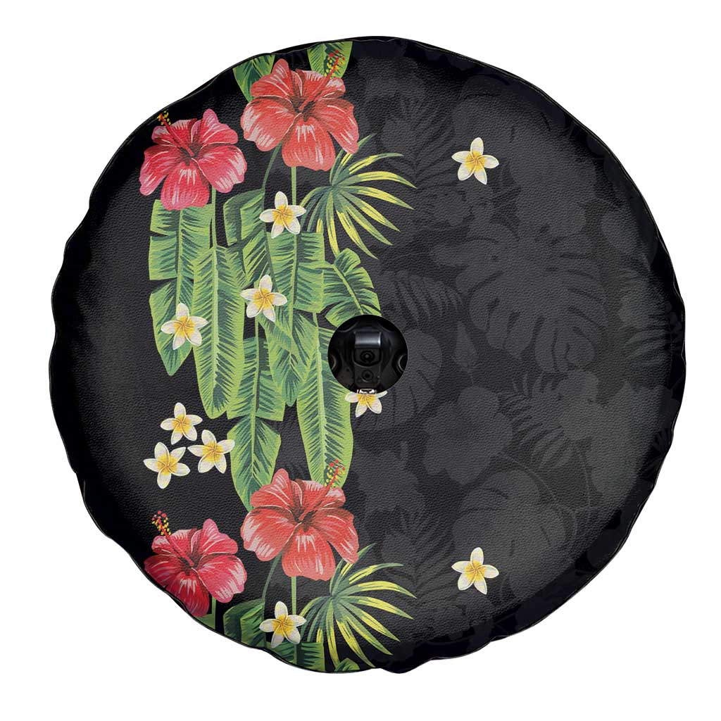 Hawaiian Hibiscus Plumeria Spare Tire Cover Tropical Leaves