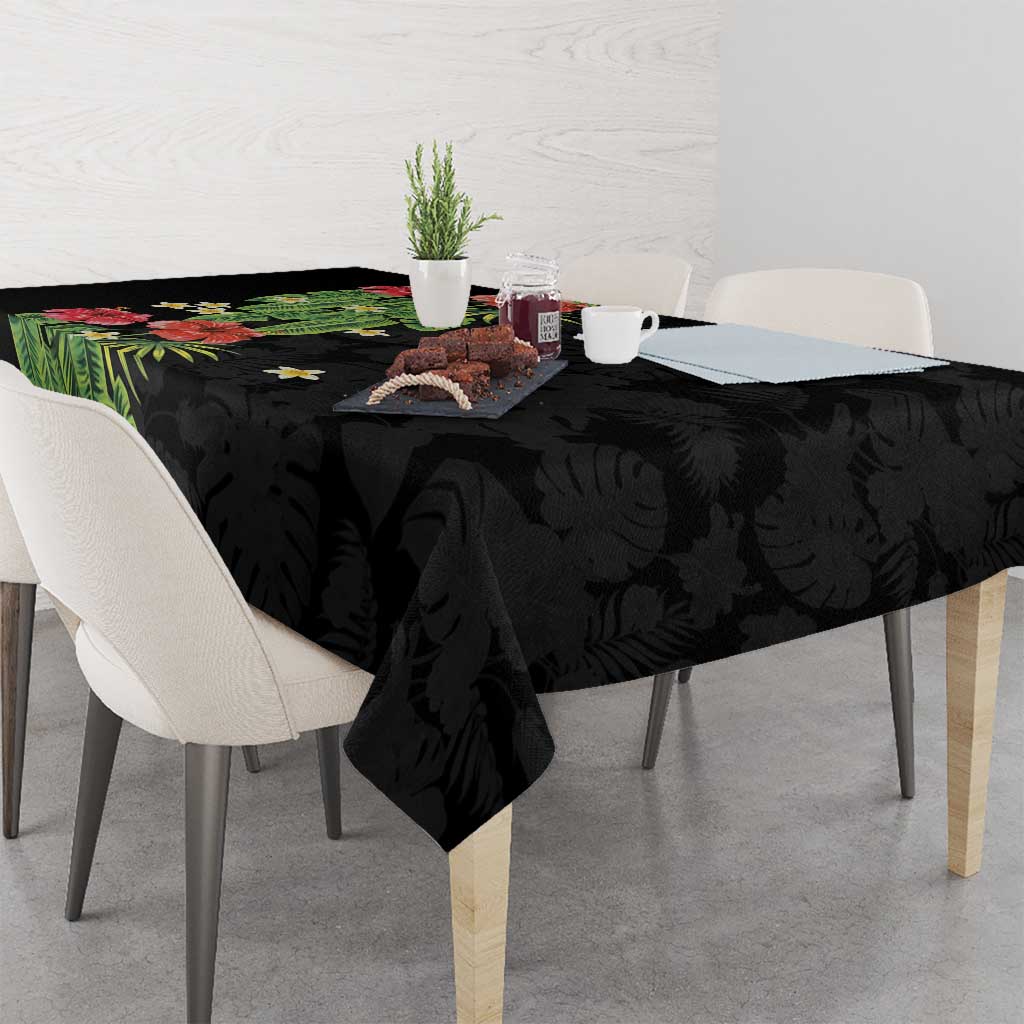 Hawaiian Hibiscus Plumeria Tablecloth Tropical Leaves
