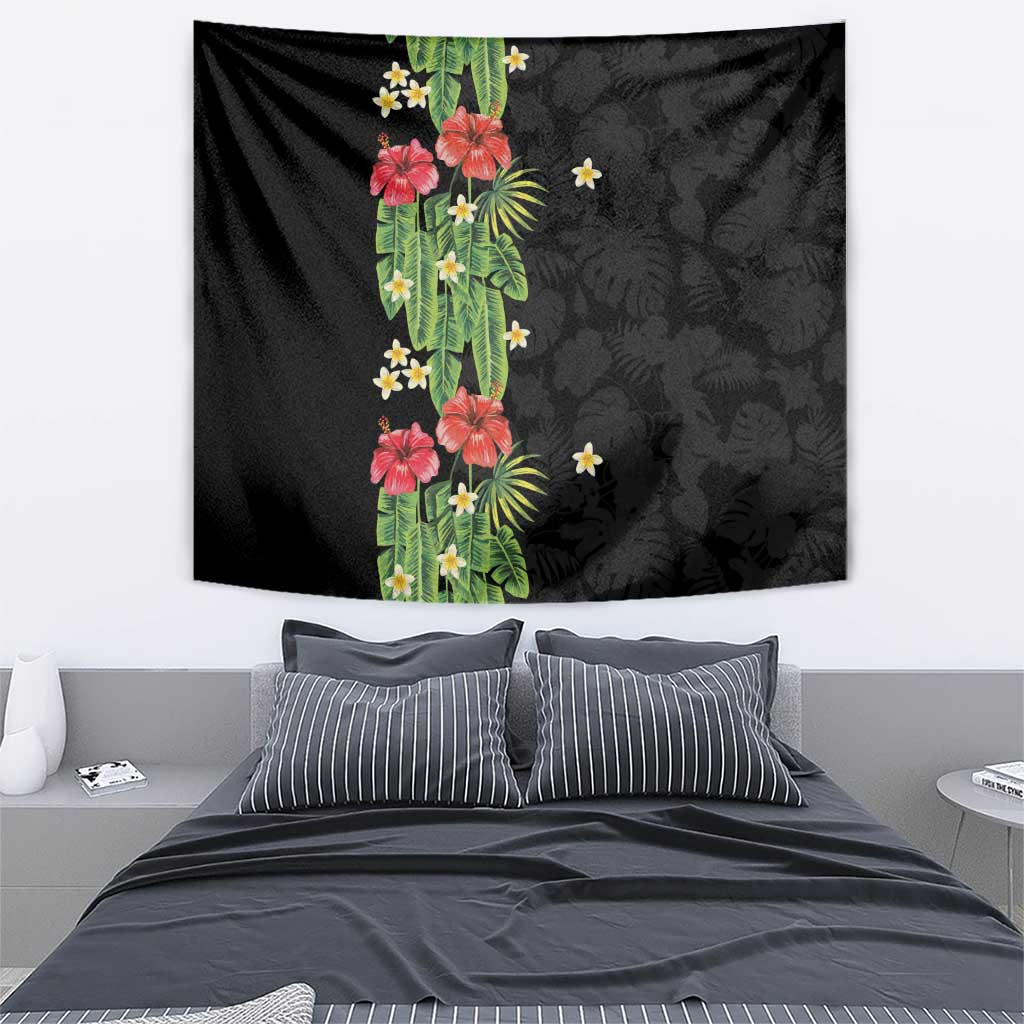 Hawaiian Hibiscus Plumeria Tapestry Tropical Leaves