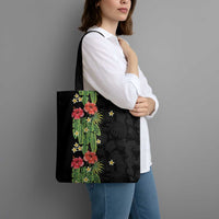 Hawaiian Hibiscus Plumeria Tote Bag Tropical Leaves