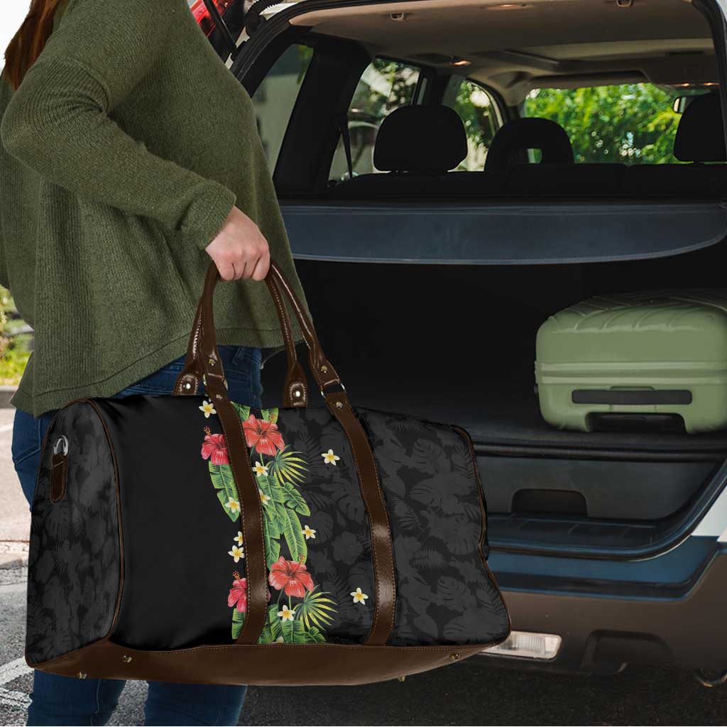 Hawaiian Hibiscus Plumeria Travel Bag Tropical Leaves