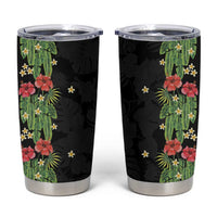 Hawaiian Hibiscus Plumeria Tumbler Cup Tropical Leaves