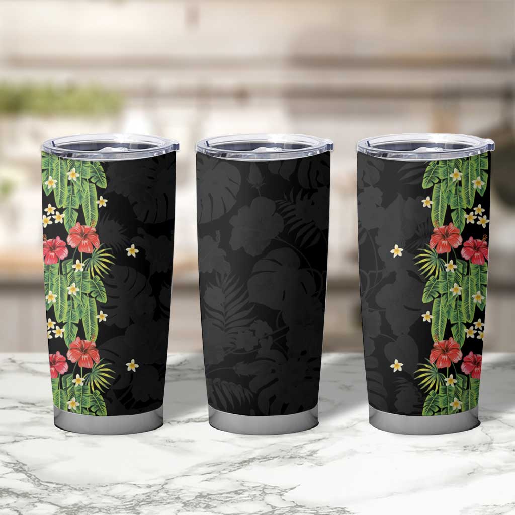 Hawaiian Hibiscus Plumeria Tumbler Cup Tropical Leaves