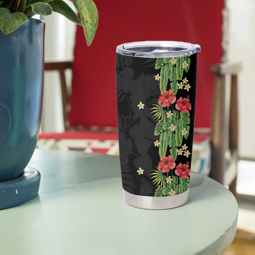 Hawaiian Hibiscus Plumeria Tumbler Cup Tropical Leaves
