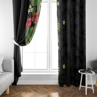 Hawaiian Hibiscus Plumeria Window Curtain Tropical Leaves