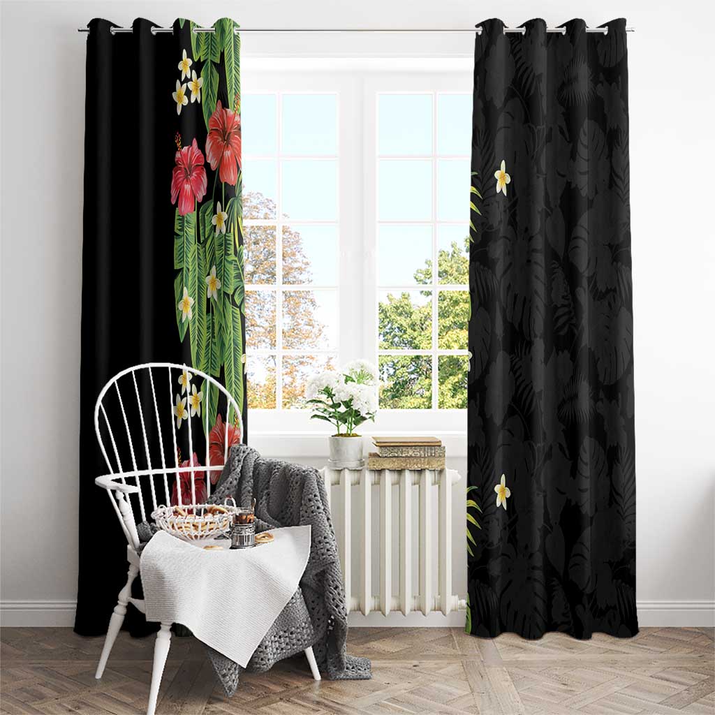 Hawaiian Hibiscus Plumeria Window Curtain Tropical Leaves